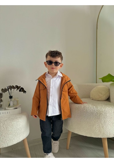 Miniğimin Cicileri Trençkotlu Kapüşonlu 3'lü Erkek Çocuk Kotlu Takım - Tarçın Tarçın
