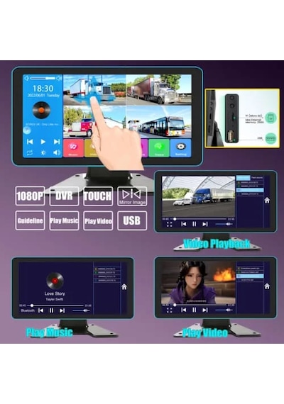 10,36 İnç 4k Dokunmatik Ekran Fm Usb Mp5 Mirrorlink Dvr Kamerasız