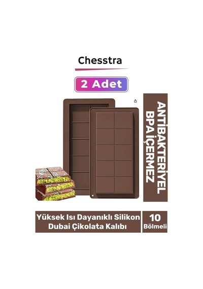 Esnek Bpa İçermez Yüksek Isı Dayanıklı Meşhur Dubai Çikolata Silikon Kalıbı 2 Adet Çok Renkli