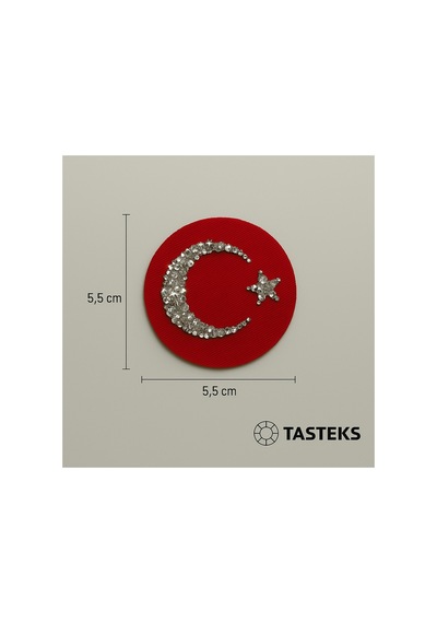Taşlı Ütülenebilen Veya Sticker Olarak Kullanılabilen Daire Türk Bayrağı