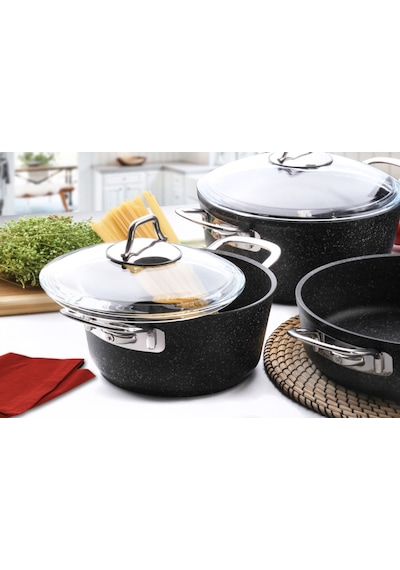 Falez Black Line Döküm Granit Derin Tencere 24 CM