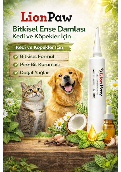 2'li Set Kedi Köpek Parazit Tüm Kediler İçin Bitkisel 1 Ense Damla Ve 1 Tablet Paketi