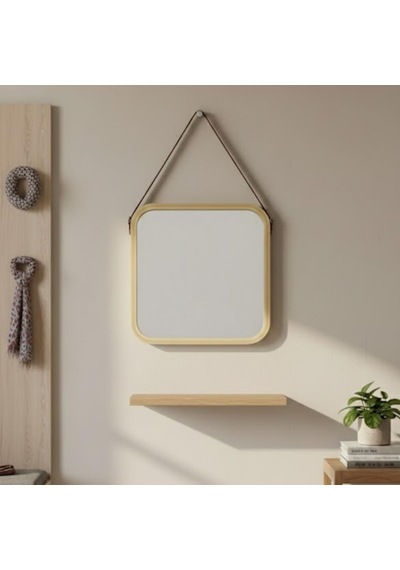 Askılı Ahşap Çerçeveli Kare Ayna 32x42 Cm Deri Askılı Duvar Aynası, Modern Minimal Dekoratif Ayna, Antre Banyo Yatak Odası İçin & Askılı Ahşap Çerçeveli Kare Ayna 32x42 Cm Deri Askılı Duvar Aynası, Modern Minimal Dekoratif Ayna, Antre Banyo Yatak Odası İçin &