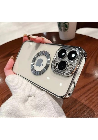 Apple Uyumlu iPhone 14 Promax Extra Kamera Korumalı Kamerası Cam Lensli Lazer Lüx Kılıf Kapak Tam Koruma Gümüş