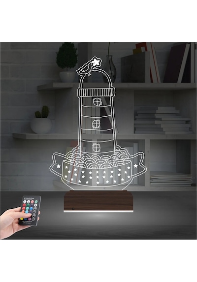 Luvivia Deniz Feneri Kuş 3d Lamba - Masa Gece Lambası Şeffaf