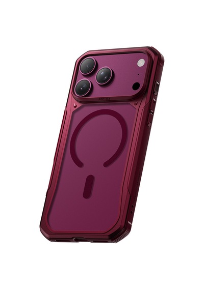 Apple Uyumlu iPhone 18 Pro Uyumlu Kılıf M-safe Şarj Özellikli Raptic Shield Evo Serisi Airbagli Kapak Bordo