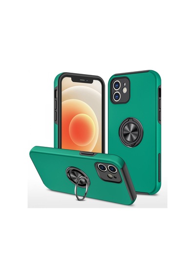 Apple İphone Uyumlu 12 Kılıf Elit Yüzüklü Kapak - Yeşil Renk