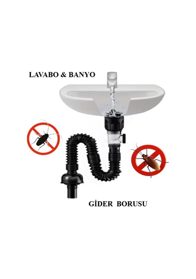 Koku Haşere Önleyici Banyo Lavabo Gider Borusu, Kolay Kurulum, Genişletilebilir Banyo Ve Lavabo