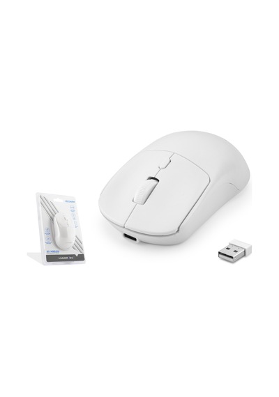 Hadron Hdx3415w Dual Mode Şarjlı Kablosuz Mouse 2.4 Ghz Bluetooth 5.0 4000 Dpı Beyaz