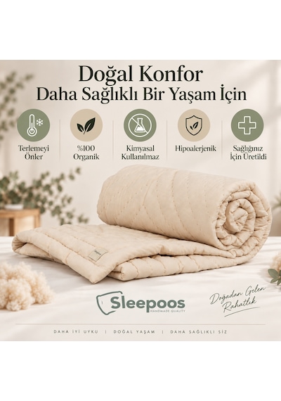 Sleepoos El Yapımı %100 Organik Pamuk Yorgan 195 x 215