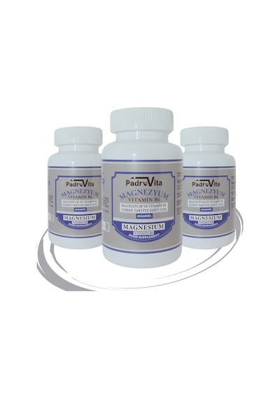 PadroVita Magnezyum ve B6 Vitamini İçeren Takviye Edici Gıda 3 x 60 Kapsül