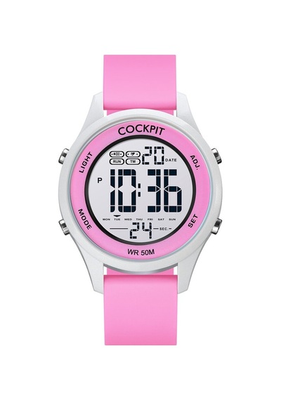 Cockpıt Ck-3758pk Pembe Silikon Kordon Dijital Kadın Kol Saati Beyaz