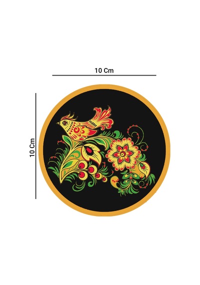 Valerine Life Sarı Siyah Kuş Desenli Yıkanabilir Kaydırmaz Ofis Çay Ve Fincan Bardak Altlığı 10x10cm 6 Adet Siyah