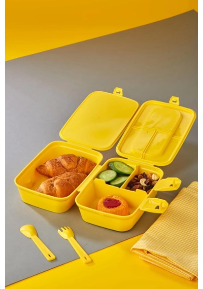 4 Bölmeli Beslenme Kutusu - Yemek Saklama Kabı - Beslenme Çantası Seyahat Piknik Çantası Çok Renkli