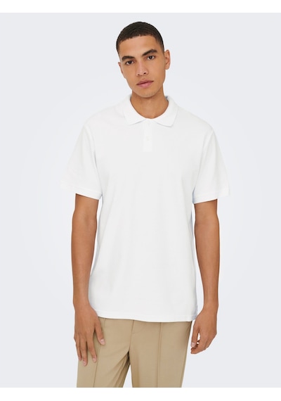 Only & Sons Ben Erkek Beyaz Polo Tişört 22035825-bw