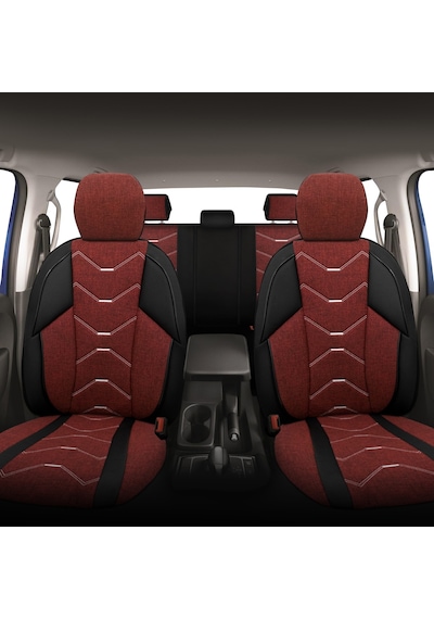 Minderland Verita Elegance Serisi Oto Koltuk Kılıfı, Keten-deri / Bordo, Renault 12 İle Uyumlu