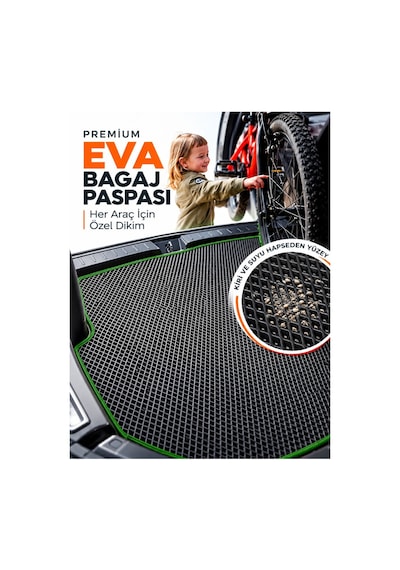 Dacia Duster 2009-2017 Uyumlu Eva Bagaj Paspası Araca Özel Siyah-yeşil