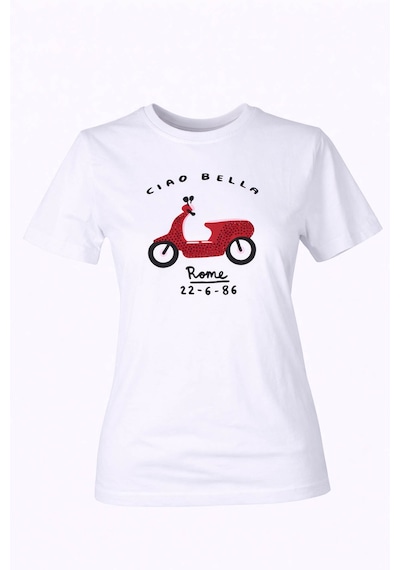 Trender 26ydt1000012 Beyaz Kadın T-shirt Cıao Bella O Yaka Beyaz