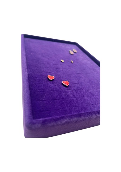 Süet Kumaş Mor Renk 24/17 Cm Batırmalı Piercing - Küpe Tablası