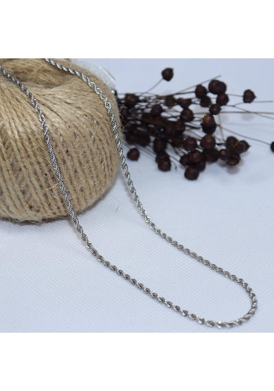 316 L Paslanmaz Çelik Burma Halat Ince Model Kolye 2.5Mm 55Cm
