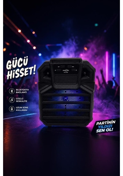 Müzik Ritim Eğlence Bluetooth Hoparlör Rgb Işıklı Parti Speaker Gts-1397 Siyah