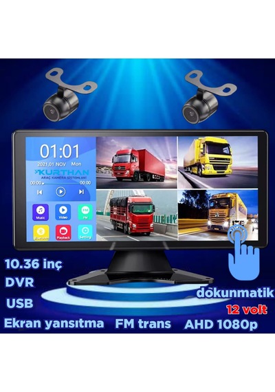 Dvr Ekran Ve 2 Ad 1080p Ahd 150'' Lens Kelebek Kamera 12 V