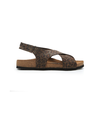 Comfortfusse Fayette - Erkek Ortopedik Hakiki Deri Sandalet Leopar Baskılı Deri