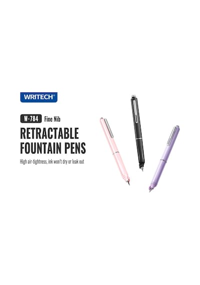 Wrıtech W-784 Basmalı Dolma Kalem Pembe Gövde - Blister Ahşap