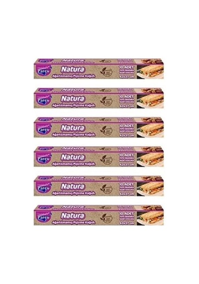 Parex Natura Ağartılmamış Organik Hazır Kesilmiş Pişirme Kağıdı 10'lu X 6 Adet
