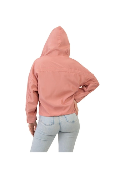Spor Kadın Kapüşonlu Su Ve Rüzgar Geçirmez Oversize Yağmurluk - Rüzgarlık-132 Pudra
