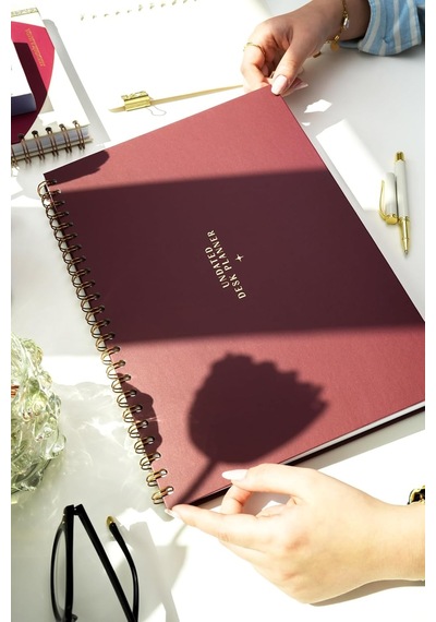 Süresiz Haftalık Masaüstü Planlayıcı 12 Aylık Undated Desk Planner Bordo