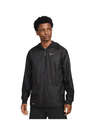 Nike Pro Repel Suya Dayanıklı 1/2 Zip Antreman Rüzgarlık Kapüşonlu Ceket Siyah