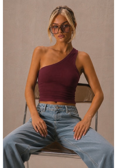 Cool Tarz Kadın Tek Omuz Crop Atlet Esnek Slim Fit Süprem Kumaş Asimetrik Yaka Bluz Bordo Bordo Cool Tarz Kadın Tek Omuz Crop Atlet Esnek Slim Fit Süprem Kumaş Asimetrik Yaka Bluz Bordo Bordo