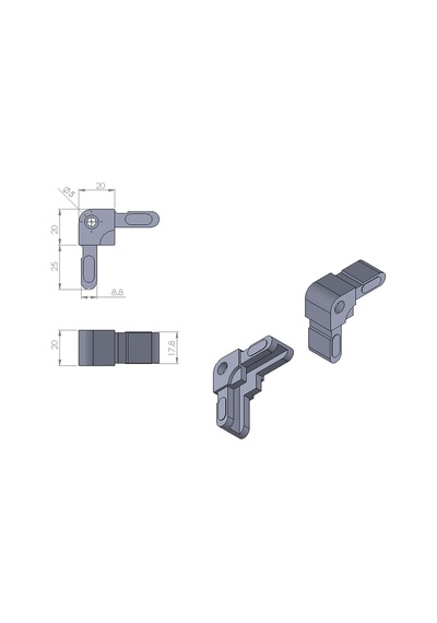 Cateksss 20x20 Mm Yazı Tahtası Köşe Birleştirme Aparatı Gri - 52 Li Paket