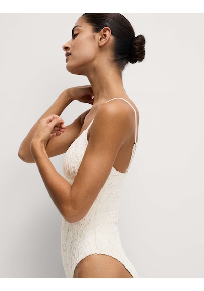 Marks & Spencer Jakarlı Plunge V‑Yaka Mayo T52001097S Krem