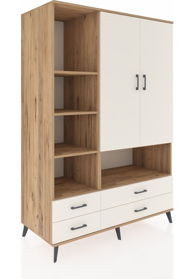 Kronos Dolap 8 Raflı 4 Çekmeceli 2 Kapaklı 132x59x195 Çam-ayt... Çam