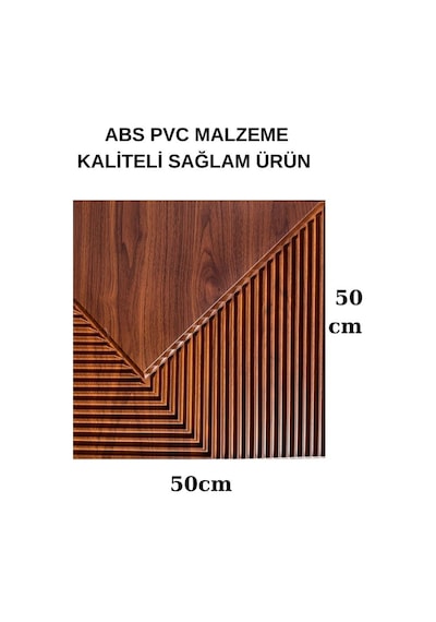 1m² 50cmx50cm 4 Adet Kahverengi 3d Abs Pvc Çizgili Desenli Dayanıklı Duvar Paneli Silinebilir