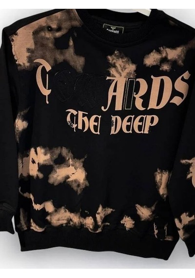 Carinos Erkek Çocuk Batik Desenli Coward Yazılı Sweatshirt-14847 Siyah Carinos Erkek Çocuk Batik Desenli Coward Yazılı Sweatshirt-14847 Siyah