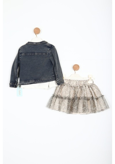 Xo Kids Kız Çocuk Alt Üst Etek Takım 6-36 Yaş 3193 Mavi