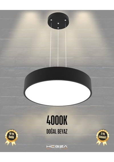 Hegza Lighting Drum-40 Ayarlanabilir Sarkıt Ledli Modern Siyah Led Avize 4000k Doğal Beyaz Çok Renkli
