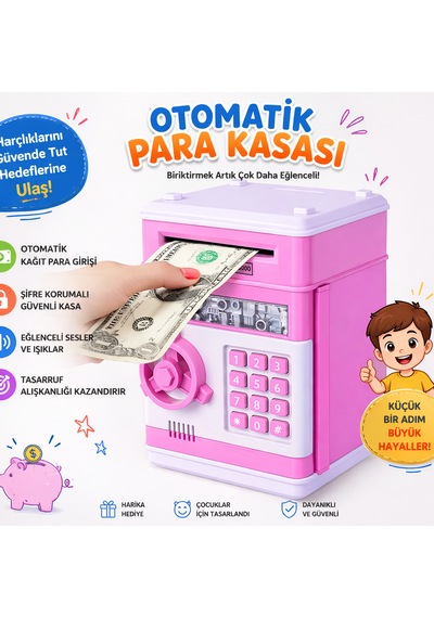 Akıllı Şifreli Kumbara Otomatik Para Girişli, Sesli Ve Işıklı Çocuk Para Kasası