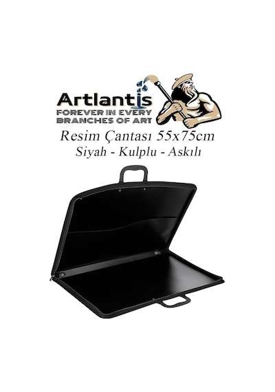 Siyah Resim Çantası Fermuarlı Kulplu 55x75 Cm 1 Adet Teknik Resim Dosya Çantası 50x70 Cm Askılı