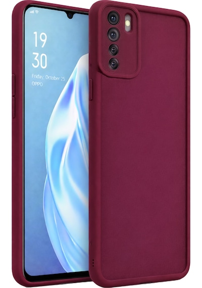 Oppo A91 4g Ve Oppo Reno 3 Ve Oppo F15 Uyumlu Kamera Çıkıntılı Mat Silikon Telefon Kılıfı Bordo