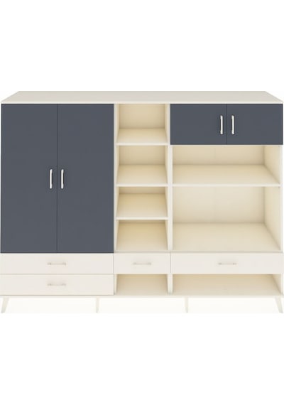 Hyperion Dolap 12 Raflı 4 Çekmeceli 4 Kapaklı 220x44x163 Aytaşı-a Aytaşı-antrasit/aytaşı