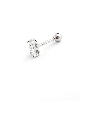 Pırlanta Parlaklığında Baget Zirkon Taşlı 925ayar Gümüş Tragus Helix Piercing Gümüş