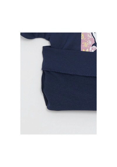 LC Waikiki Bisiklet Yaka Nostaljik Maymun Baskılı Uzun Kollu Erkek Çocuk Sweatshirt NAVY