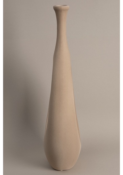 Koza Home Gracil Özel Taş Doku Vizon İskandinav Seramik Vazo 20x5x55cm 6268 Standart