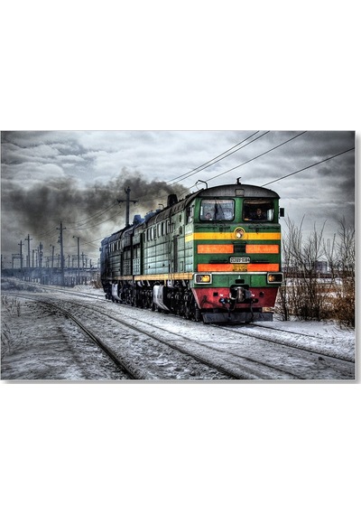 Cakasepetim Nostaljik Elektrikli Renkli Tren Ahşap Mdf Tablo