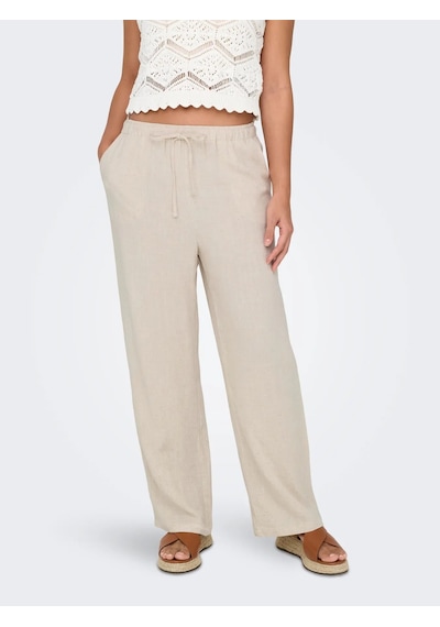 Only Onlsıesta Mw Pull-up Linen Bl Kadın Keten Pantolon 15322263 Bej