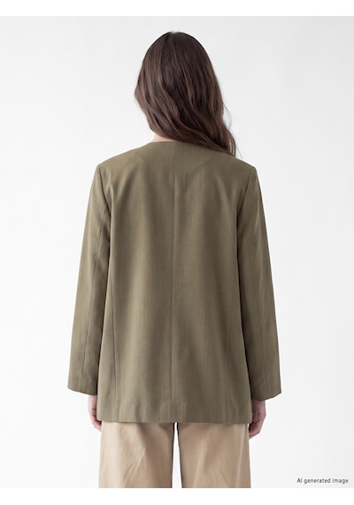 Lcw Modest Haki Kruvaze Yaka Bağlamalı Oversize Kadın Blazer Ceket